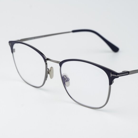 NEW Tom Ford FT5750-B 091 Blue Silver Blue Block Unisex Square Eyeglasses 54mm - Picture 5 of 9